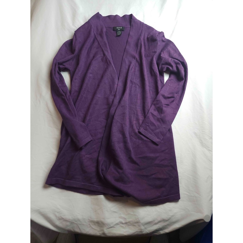Verve Ami Cardigan Sweater Women L Purple Minimalist Hipster Clean Girl Normcore